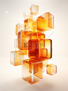 金色玻璃半透明梦幻水晶纹理方块背景10