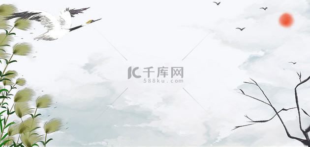 白露云彩植物灰色中国风banner