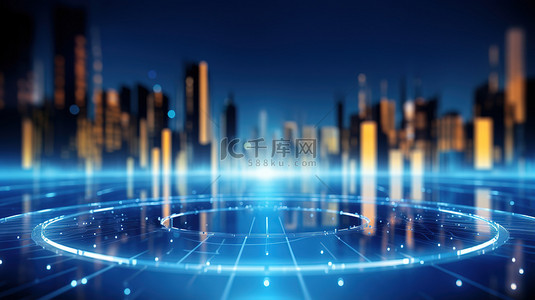 蓝色科技背景图片_蓝色城市背景商务科技背景12