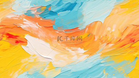 艺术漆画册封面背景图片_夏天的颜色蓝黄红油画感背景15
