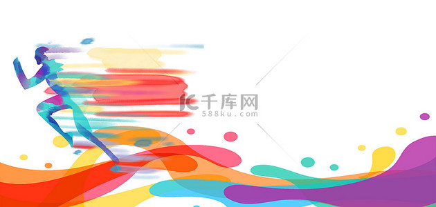 彩色背景图片_亚运会跑步彩色多巴胺背景