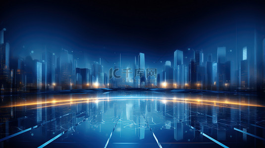 商务背景图片_蓝色城市背景商务科技背景20