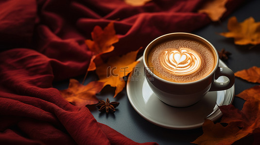 咖啡背景图片_秋叶毯子上的一杯咖啡背景16
