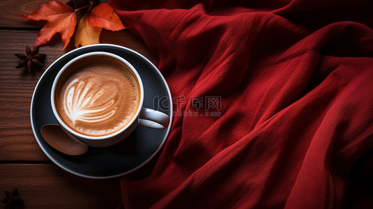 咖啡背景图片_秋叶毯子上的一杯咖啡背景7