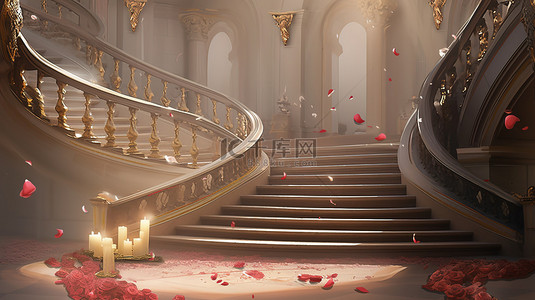 浪漫背景图片_复古的欧式室内旋转楼梯15