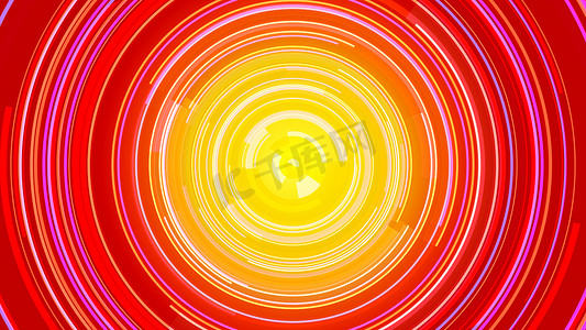 圆形黄色橙色霓虹灯线条技术高科技蓝色背景。数字数字未来能源概念设计.