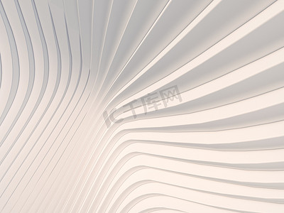 波浪弯曲白色抽象背景表面.现代的波浪和线条计算机生成几何图案.未来主义模板。小册子的封面设计。数字插图。平面设计。3d渲染