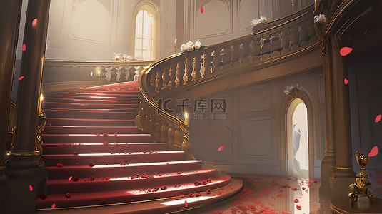 玫瑰背景图片_复古的欧式室内旋转楼梯11
