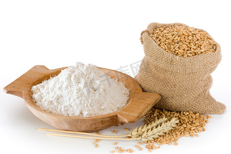 面粉和小麦籽粒