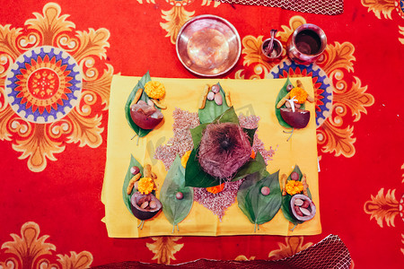  印度教婚姻礼仪的传统要素。印度婚礼传统礼仪和仪式。印度文化