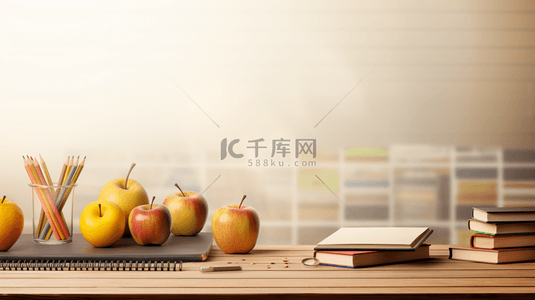 开学季背景图片_小清新开学季苹果书本背景图20