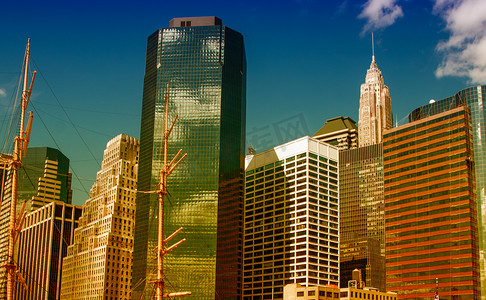 纽约城，精彩曼哈顿的摩天大楼.