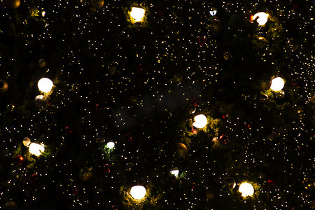 Motion movement of colorful Bokeh of led lighting and lamp on X mas plant or Christmas tree at outdoor patio garden of Department Store Mall for thai customer people visit and take photo in Thailand