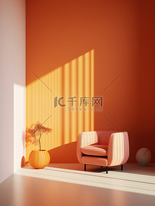 橙色背景墙沙发室内空间家居背景3