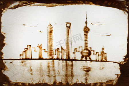 上海城市建筑沙画