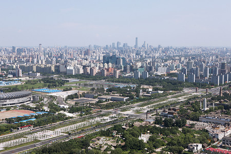 汽车都市摄影照片_北京北四环都市风光,鸟瞰