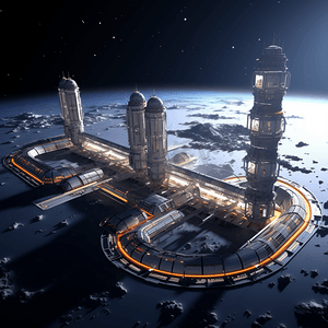 外太空未来空间站的3D-CG概念图3