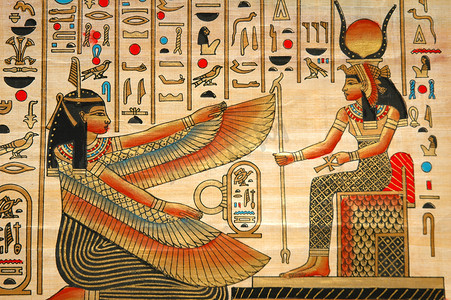 埃及元素摄影照片_纸莎草纸与埃及古代历史的元素