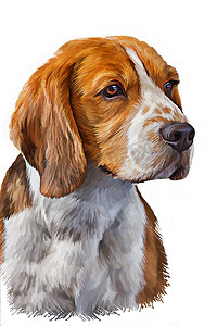 油画背景摄影照片_绘图的狗比格犬
