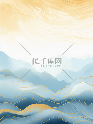水背景图片_中国风描金山水纹理背景15