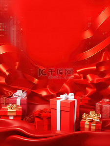 广告海报背景图片_礼品盒红色背景广告海报10
