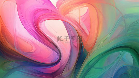 彩色油画质感背景图片_抽象旋转的爱心图形油画质感背景13