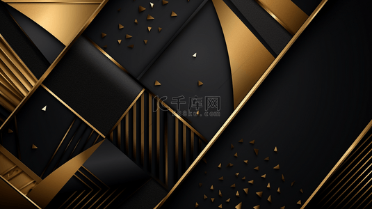 华丽的黑金纸剪风格背景，配有闪光和光影效果，是颁奖典礼、正式邀请或证书设计的高级黑金背景。