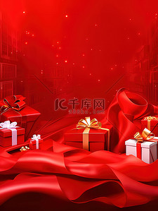 礼品盒红色背景广告海报18