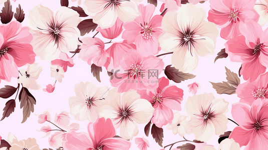 植物花卉图案背景图片_无缝可爱蜡笔花在条纹背景贺卡上。