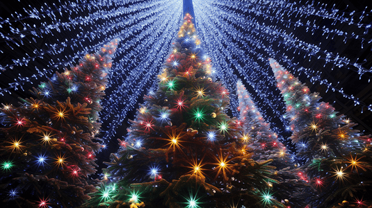 祝大家一夜暴富摄影照片_发光的圣诞树背景圣诞节
