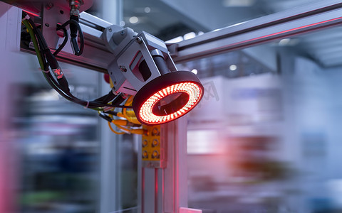 机器人智能机器人摄影照片_智能机器人在制造业为工业4.0和技术概念。Intellegence工厂机器人视觉传感器摄像系统