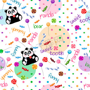 熊猫包摄影照片_无缝背景壁纸包度假，搞笑熊猫成为