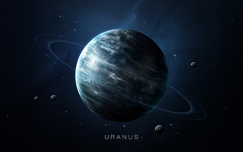 天王星-高分辨率的3D图像显示了太阳系的行星.这个图像元素由NASA提供.