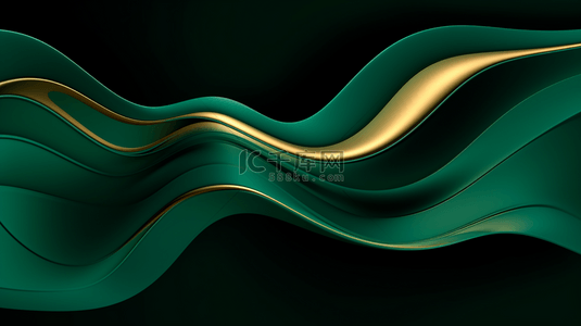 绿色黄背景图片_豪华现代 3D 背景绿色波浪渐变抽象。