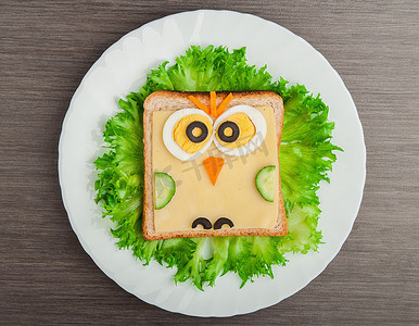 三明治图片摄影照片_设计食物。为孩子的创意三明治图片小 ow