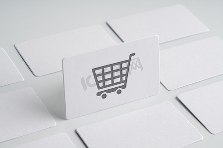 党旗icon摄影照片_Plain name card for Online shopping icon concept