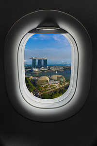 新加坡动漫摄影照片_新加坡在飞机窗口