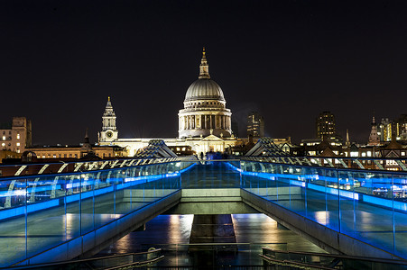 St. Paul Cathedral and Millennium Bridge in London