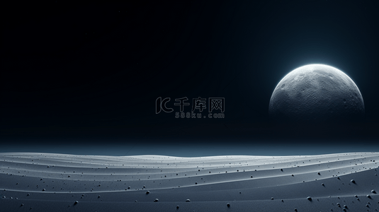 沙漠月亮背景图片_夜空月球照射沙漠科技感背景1