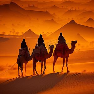 埃及金字塔和美丽天空下的吉萨沙漠