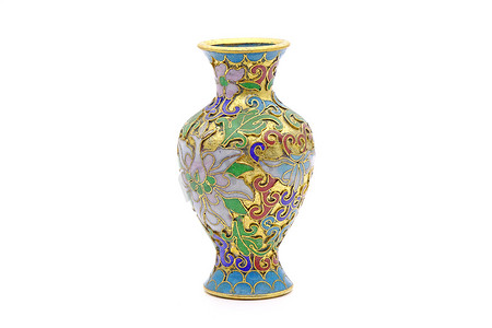 中国古景泰蓝瓷瓶，白色底色分离
