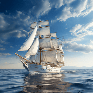 海上白帆帆船豪华游艇