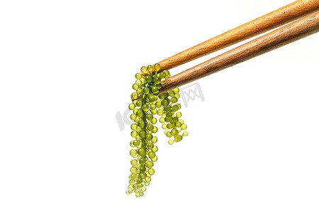 筷子与海葡萄 （绿色鱼子酱） 海藻，健康 foo