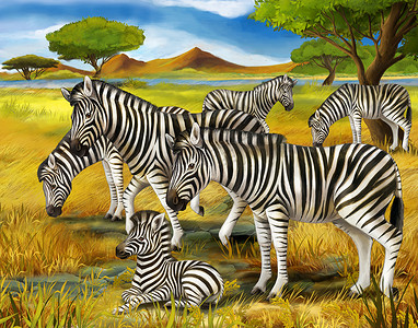 儿童的的 safari-斑马-插图