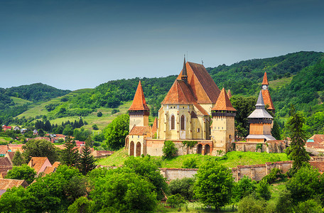 壮观的特兰西瓦尼亚旅游村与撒克逊强化教堂, Biertan, 罗马尼亚 