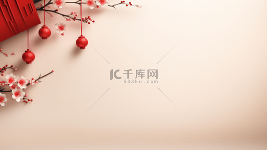 红色花朵喜庆背景图片_红色传统古典春节喜庆背景11