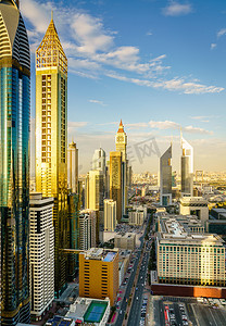 迪拜金融区夜景的高点观夜景