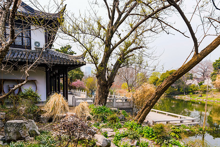 玄武湖摄影照片_玄武湖上的中国传统建筑