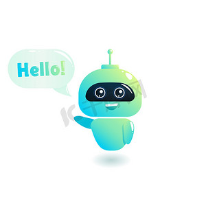 您好河北摄影照片_可爱的机器人说用户您好。Chatbot 打招呼。在线咨询