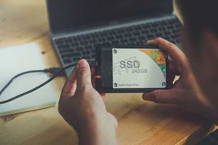 SSD and Laptop, solid state drive with sata 6 gb connection